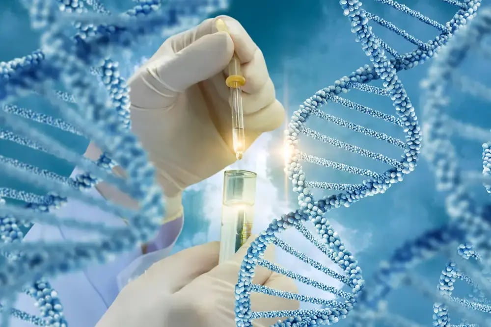 genome sequence image with DNA.